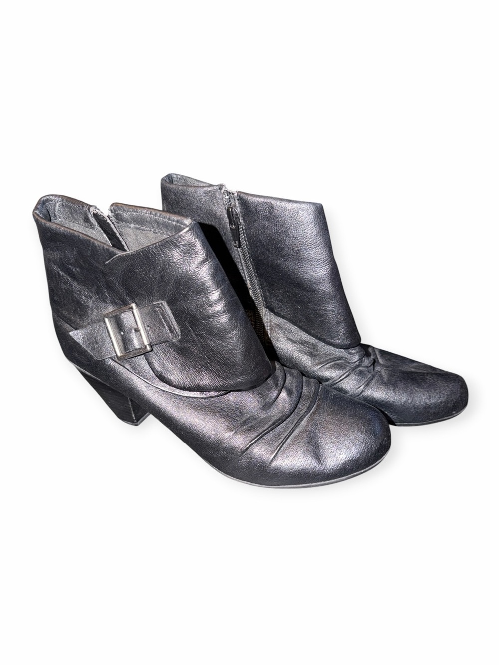 Coach and Four Women's Black Leather Ankle Boots with Side Buckle Size 9